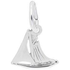 Sterling Silver Sailboat Charm - 11mm x 13mm