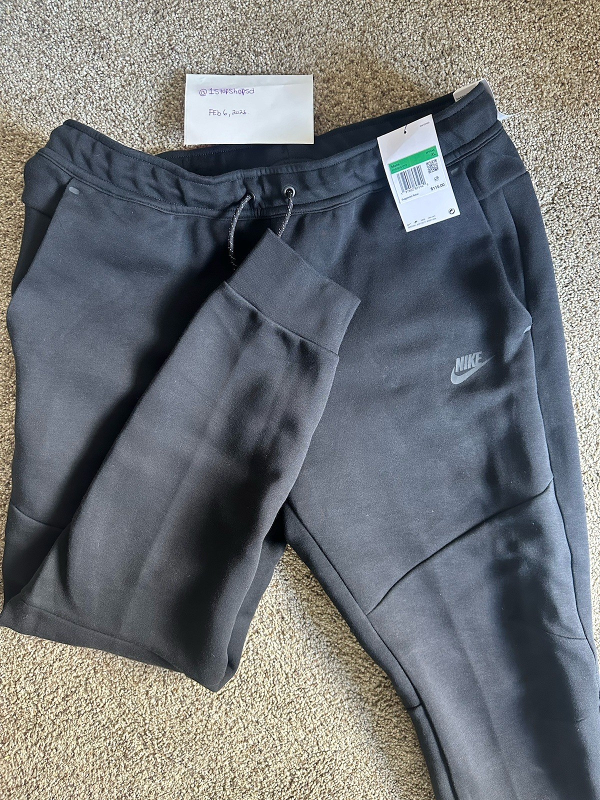 Nike Men's Tech Fleece Jogger Sweatpants BRAND NEW Size XL Black thumbnail 3