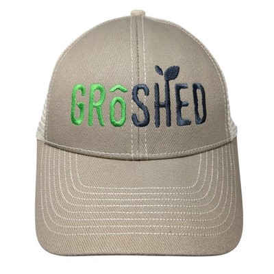 Gro Shed Strapback Trucker Hat Brown One Size Adjustable Embroidered YoungAn