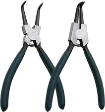 Snap Ring Pliers Set, 2Pcs 7" Internal/External Circlip Pliers Kit with Bent Jaw
