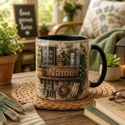 Personalized Gardening Mug Custom Name Gardener Gift for Plant Lover Coffee Cup