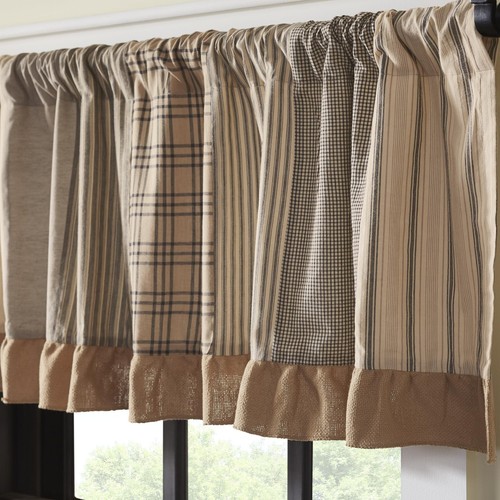 Sawyer Mill Charcoal Farmhouse Curtains for Kitchen Window Topper Linen Plaid...