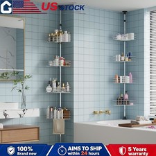 4 Tier Corner Shower Caddy Organizer Shelf Adjustable No-Drill Installation
