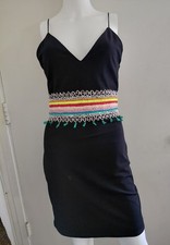 NWT Alice & Olivia Black Loralee Embroidered mini dress Size US 4 