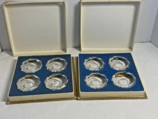 (8) Vintage Val St Lambert Belgium Clear Crystal Salt Cellars In Orig Boxes