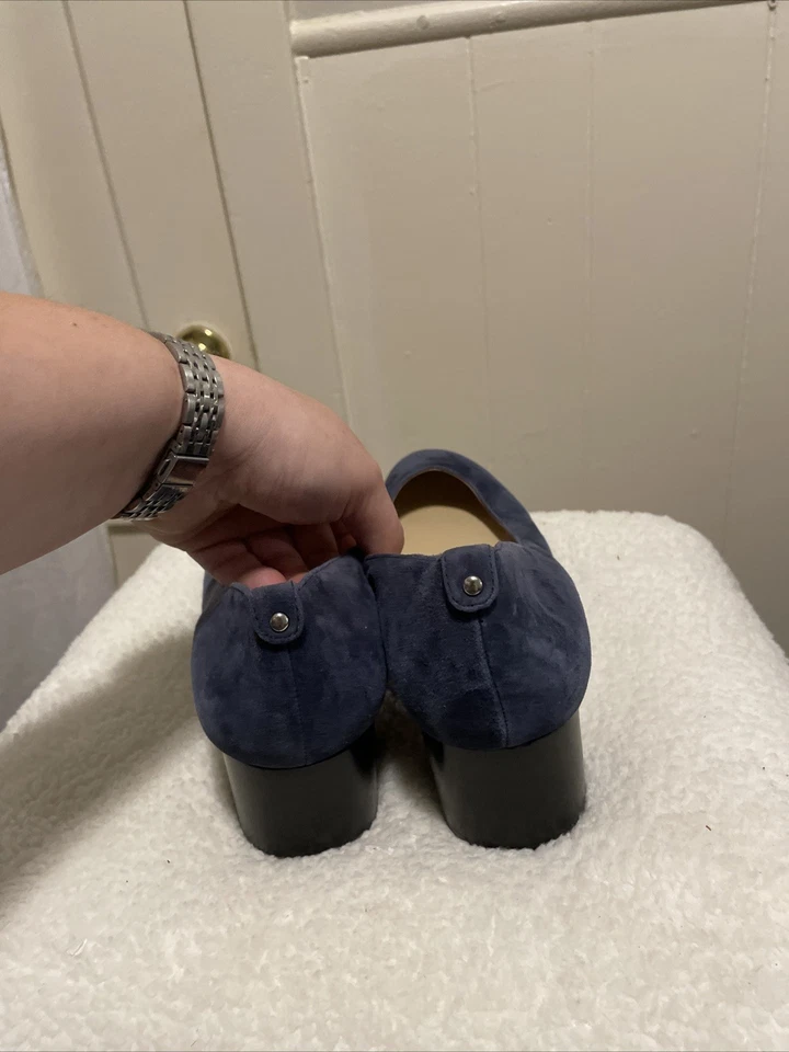 LAND'S END 女式方跟麂皮绒高跟鞋 10 码全新无标签海军蓝 — 第 4/4 张图片