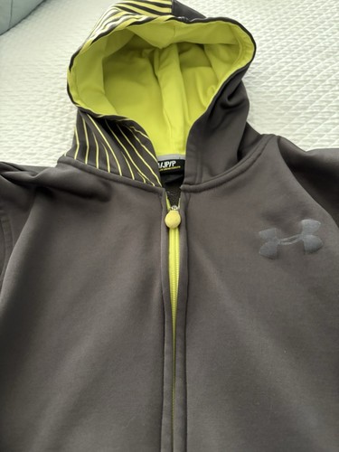 Under Armour Youth YSM Size 8 Storm Zip Hoodie - Gray With Neon Accents - Picture 6 of 11