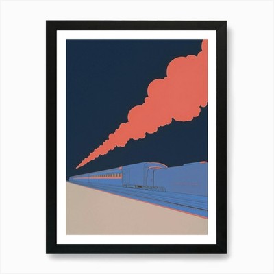 Zug Zeichnung Kunstdruck gerahmt Wandbild Poster Leinwanddruck Bild