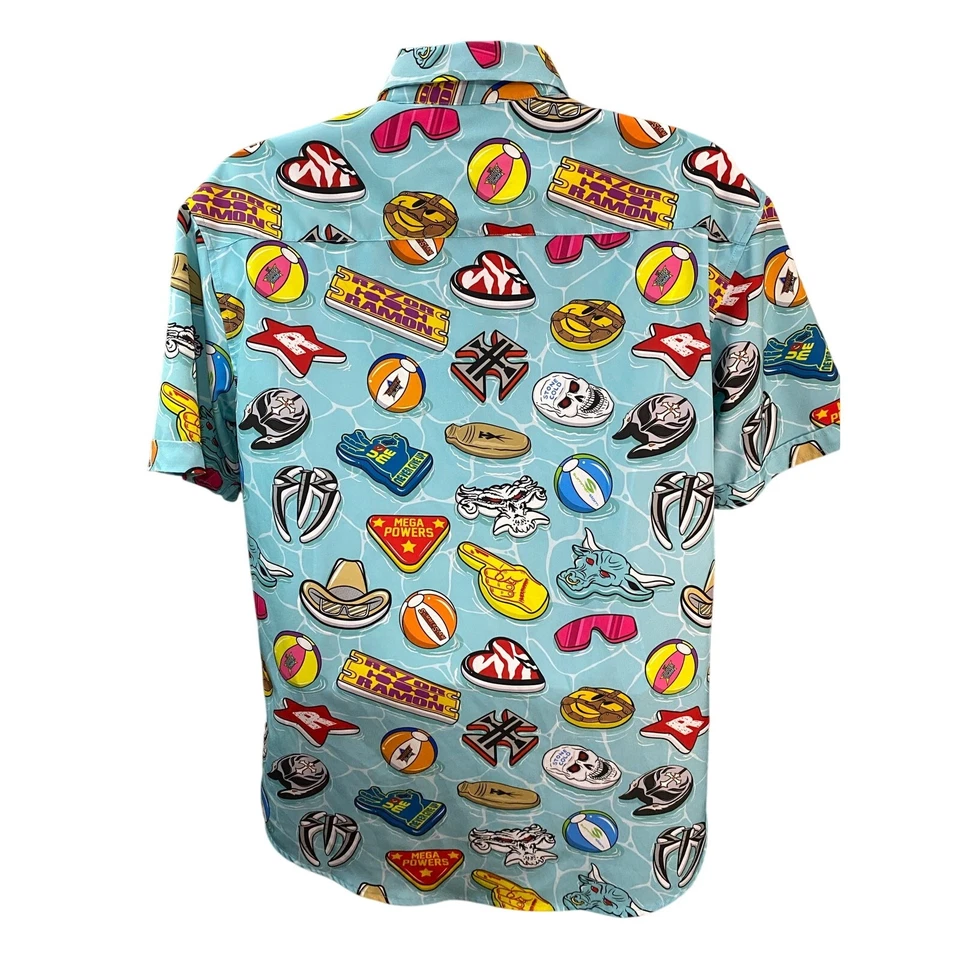 Camisa Hawaiana de Verano WWE Pool Part RSVLTS Talla Grande Colección Foto 2 de 4