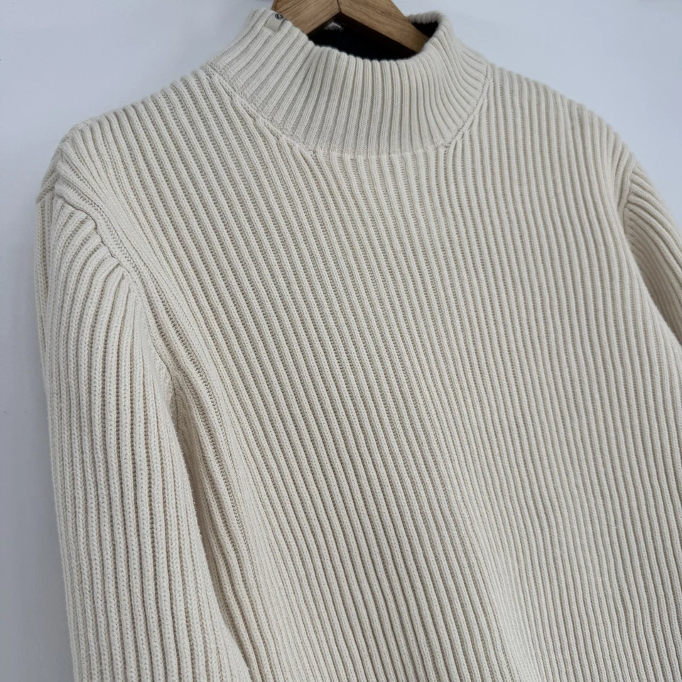 90-е Nautica ребристый насмешливый шеи свитер женщин большой кремовый длинным рукавом тяжелый - Изображение 2 из 4
