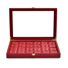 Oirlv Luxury Leather Necklace Tray with 24 Grid Removable Jewelry Cards Jewel...