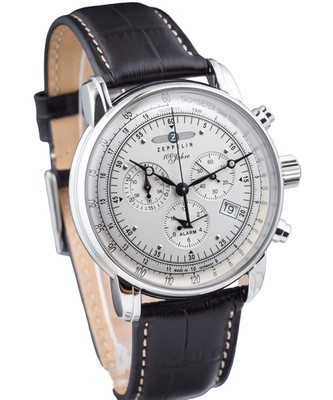 Zeppelin 100th Anniversary Men's Chronograph Silver Dial Quartz Watch 7680-1