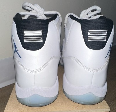 Jordan Air Jordan 11 Men s High Top Sneaker White/Blue/Black Lace-Up Pre-Owned
