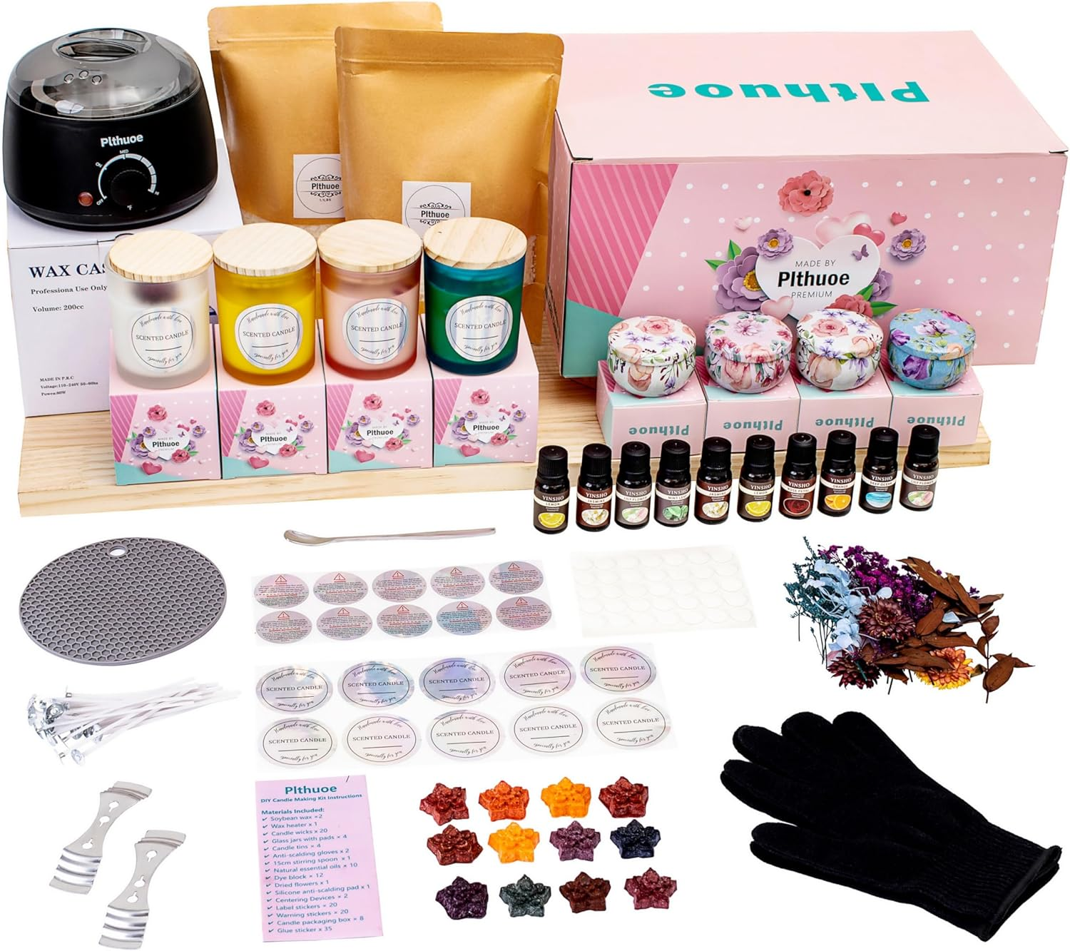 Soy Wax Candle Making Kit for Adults – DIY Scented Supplies with Melter-image