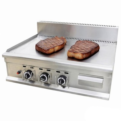 Commercial LP Gas Grill Griddle Camp Countertop Flat Pan Stainless Beef Cooking