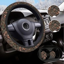 Camo Steering Wheel Cover 14.5-15 Inch Non-slip Hunting Print Car Accessory