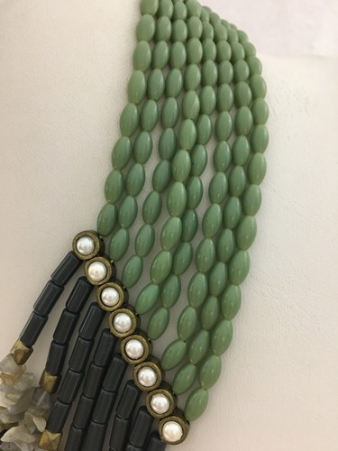 Lia Sophia Necklace 8 Strand 19" Labradorite Resin Beads Faux Pearl Goddess VTG - Picture 8 of 12