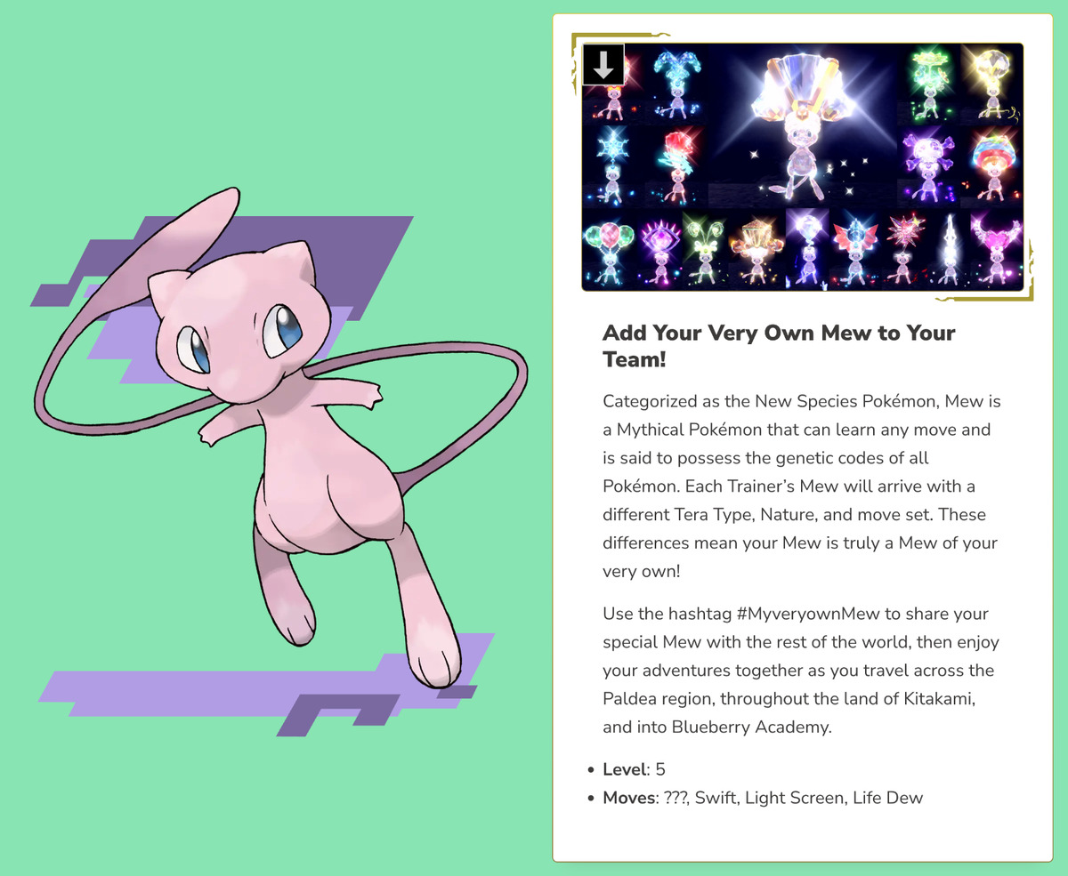 Mew e Mewtwo chegam a Pokémon Scarlet & Violet em evento especial