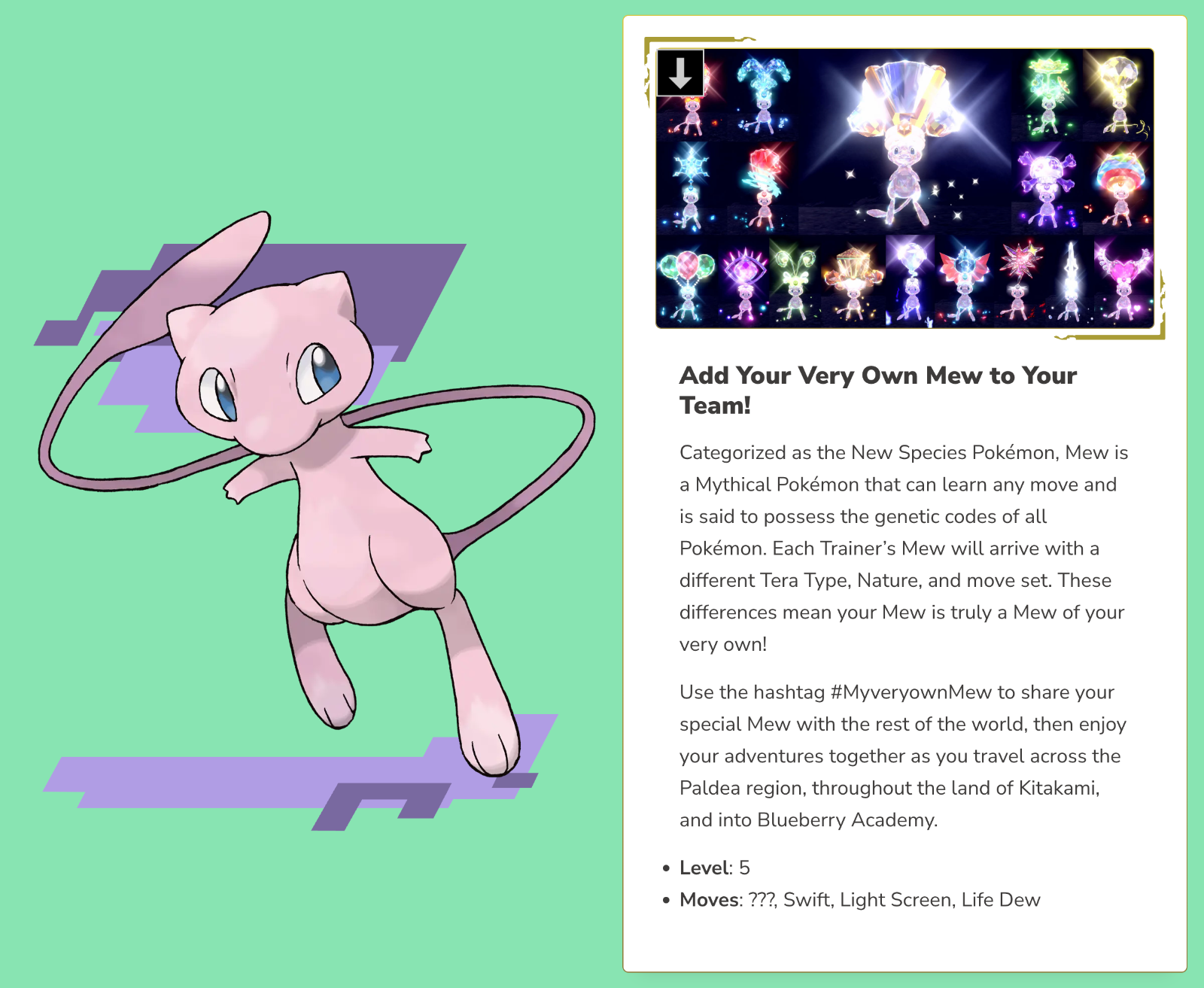 Mew e Mewtwo em Pokémon Scarlet e Violet em 2023