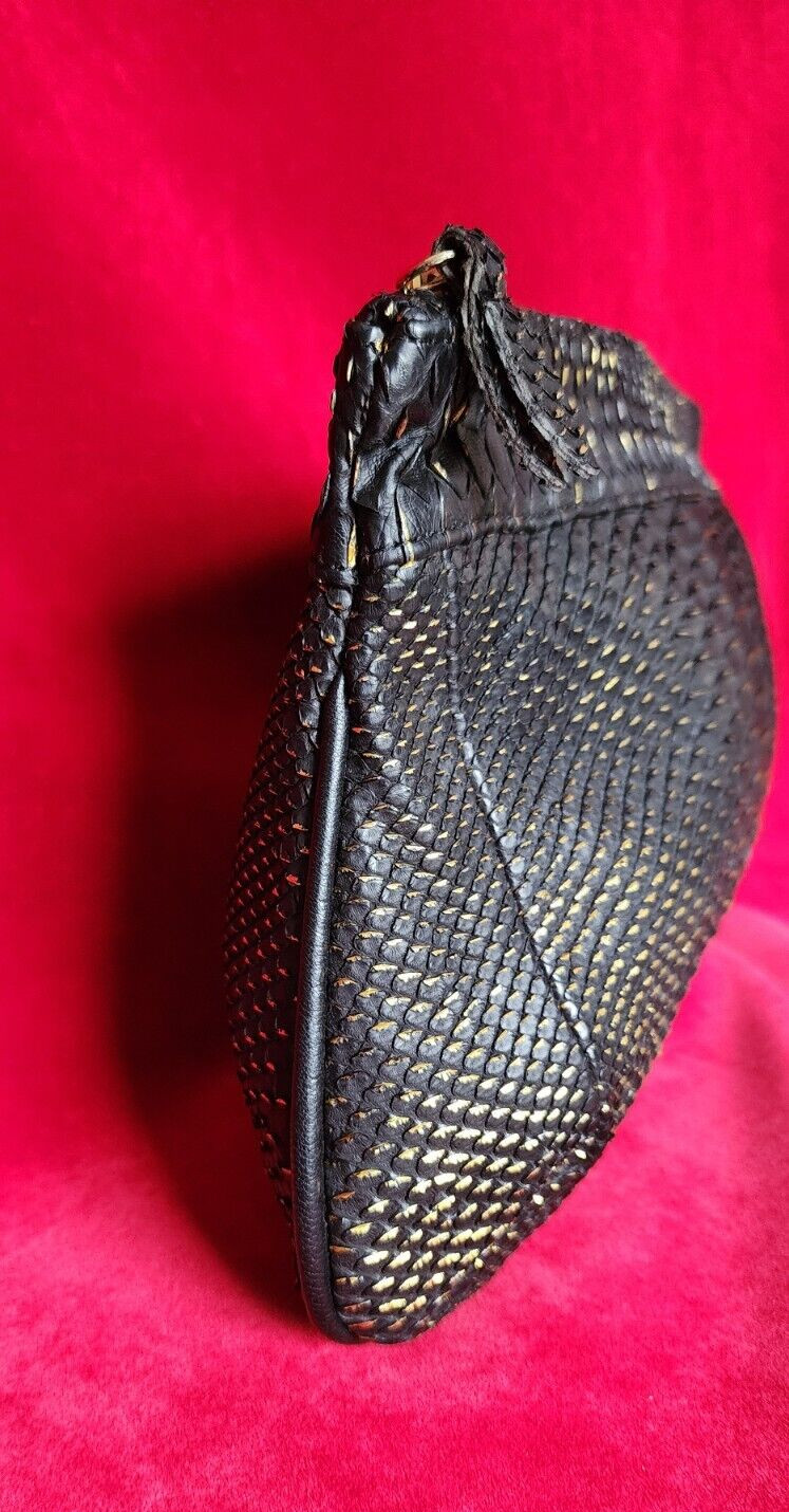 Rashedah Black & Gold Python Clutch Bag - image 5