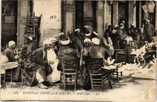 Old postcard AK Egyptian Types and Scenes - Arab Cafe EGYPT (1324456)
