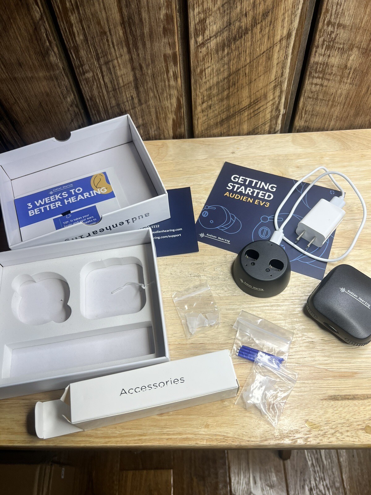 AUDIEN HEARING EV3 Aids w/ Charging Base, Guards, Manual, Case eBay