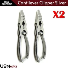 Heavy Thick Nail Cantilever Clipper Cutter Silver Manicure Podiatry Clippers X2
