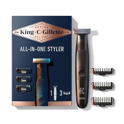 King C. Gillette Men's All-in-One Beard Trimmer Cordless Shave/Style W/ 4D Blade