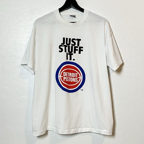 Rare Vtg Detroit Pistons NBA “Just Stuff It” 2-Sided T-Shirt The Detroit News XL