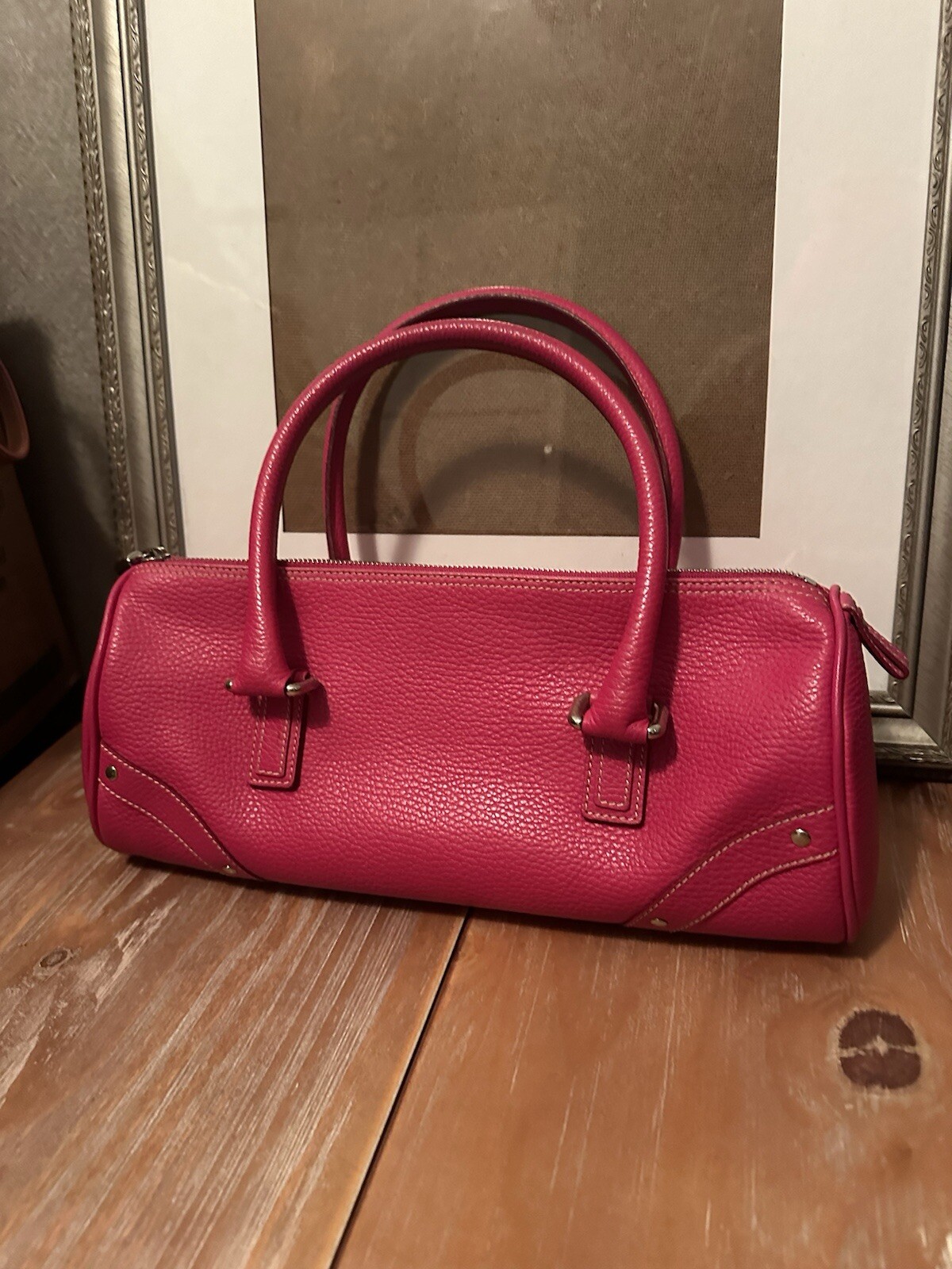 BURBERRY Pink  Leather Papillon / Barrel Handbag