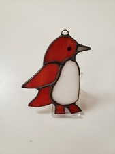 Stained Glass "Pinguine" sun catcher or ornament , 4.25 x 2  inch