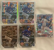 2023 Topps Chrome Drew Waters Prism, Sepia, Refractor, Base, 2020 Bowman Atomic
