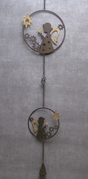 Gilde FensterhäNger Xl Engel Metall Braun Gold Stern Winter Weihnachten-image