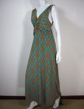 JON & ANNA NWT Maxi V Neckline Casual DRESS Plus Sz 1X Green Brown 161