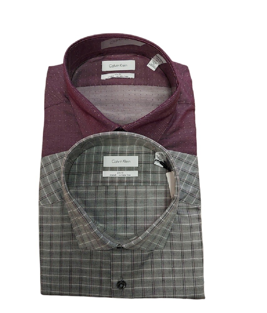 calvin klein fitted dress shirts Calvin Klein Men's Solid Regular-Fit Stretch Dress Shirt - Gray
