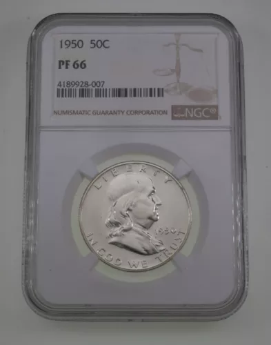 1950 50C Franklin Half Dollar Proof Graded by NGC as PF-66! Gorgeous Strike!