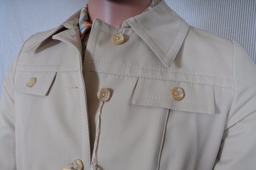 Vintage '70s NOS Forecaster of Boston Polyester Cream button front overcoat 9/10 - Picture 6 of 10