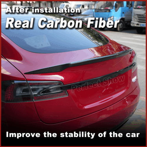 Se adapta a Tesla Model S 2012-2020 alerón de carbono borde de demolición labio alerón trasero - Imagen 2 de 12