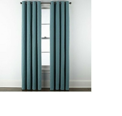 JCP 50 X 84 Beckett Blackout Grommet Curtain Panel Drape Turquoise Blue Green - 第 1/7 張圖片