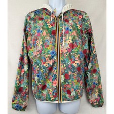 K-way Seven Small Reversible Floral Hooded Jacket With Zipper & Drawstrings Rare
