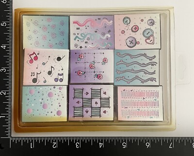 DJ Inkers Buttons Music Flowers Swirls Dots Confetti Heart Foam Rubber Stamp Set