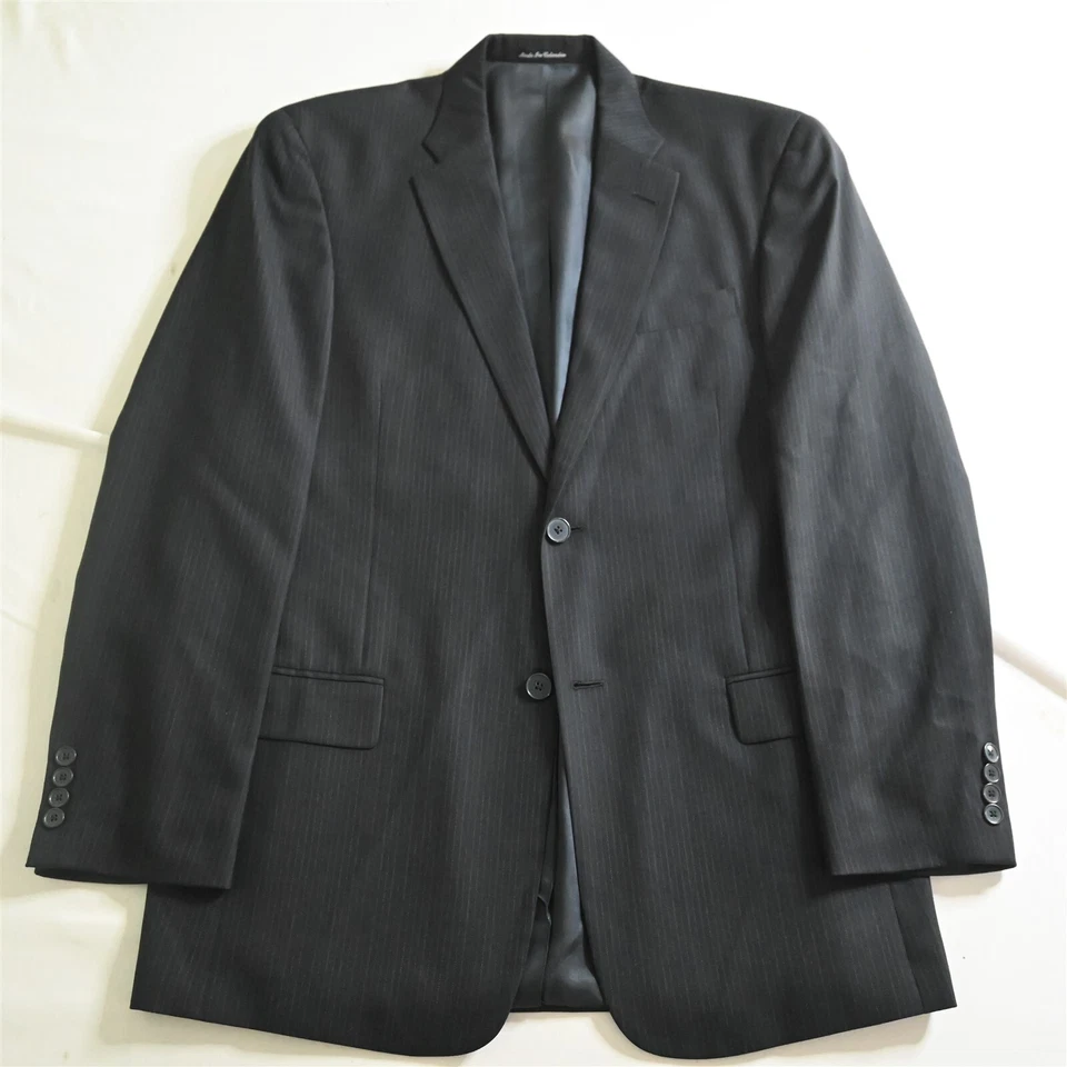 Chaqueta Pantalones Traje Claiborne 42L 34x32 Rayas Negras 100% Lana Para Hombre Foto 2 de 4