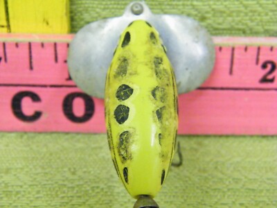 Vintage Yellow & Black Spots Fred Arbogast Jitterbug Fishing Lure