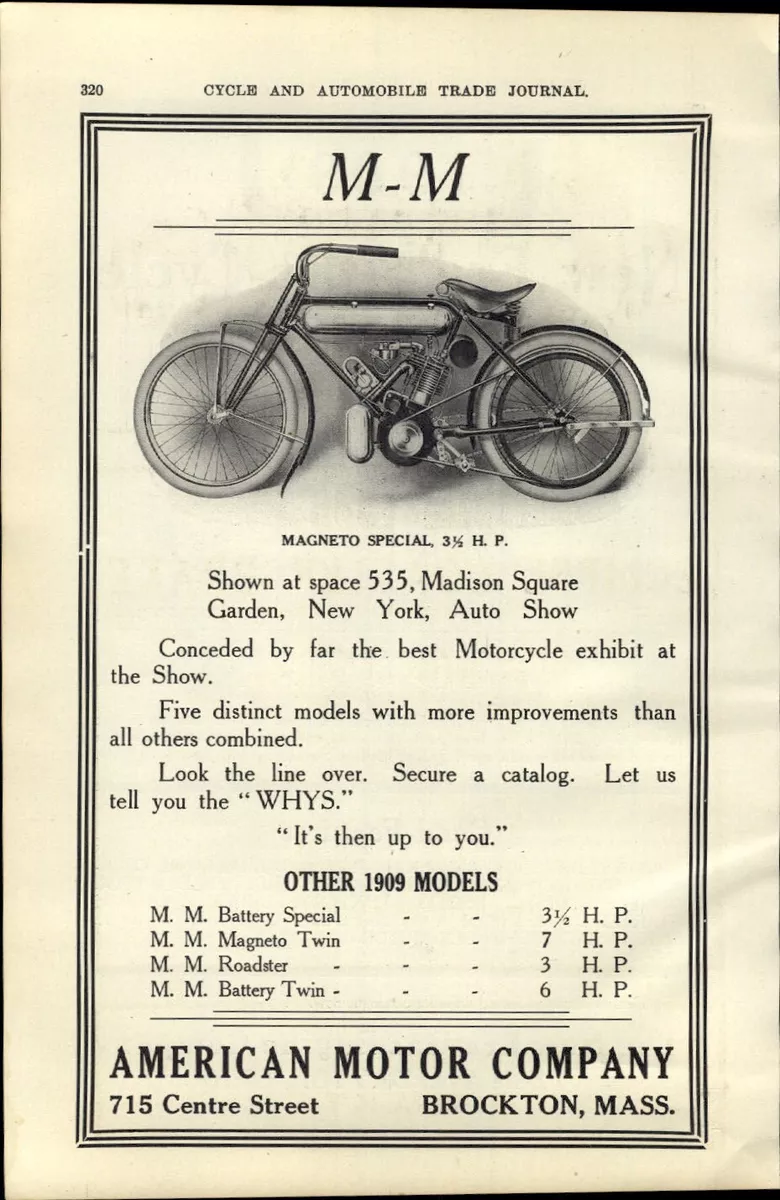 1909 PAPER AD Car Auto New Era Cycle Dayton OH M M Motorcycle