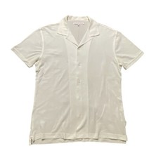 Orlebar Brown Button Up Shirt Mens Medium White SS Slim Knit Cotton Portugal