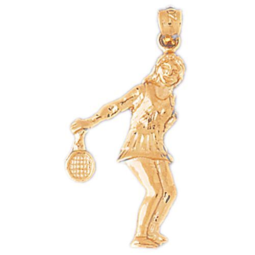 Tennis Player Charm Pendant 14k Gold (1.9 Grams)