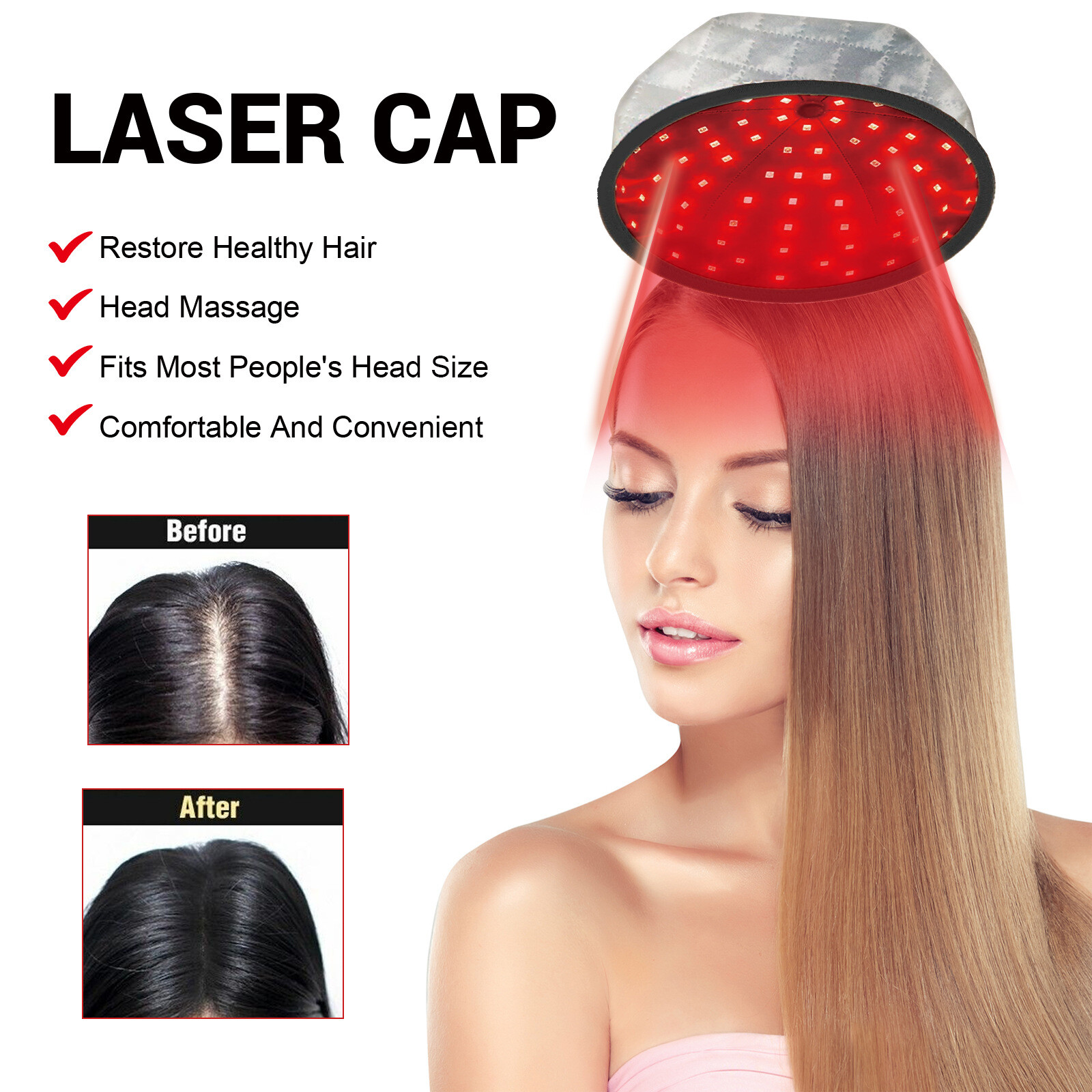 Red Light Therapy Hair Loss Treatment Laser Cap Growth Regrowth Helmet