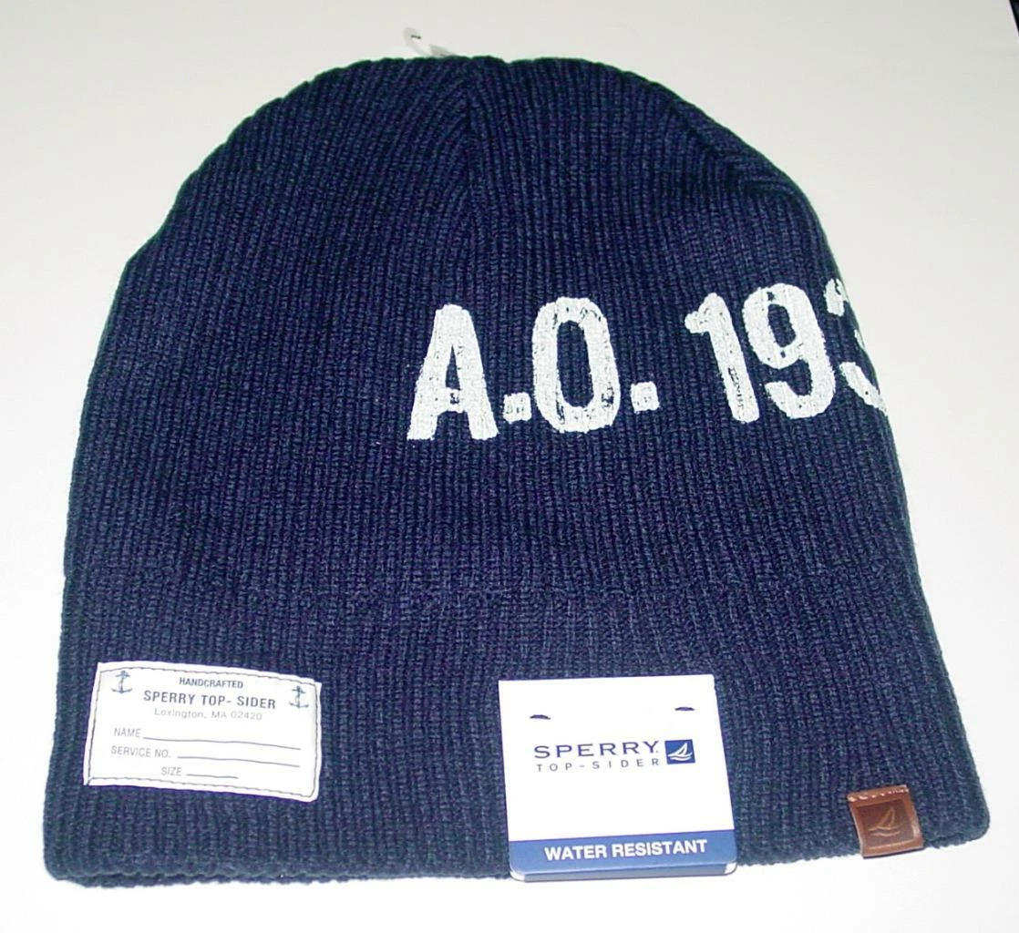 New Sperry Top Sider Original 1935 Winter Knit Beanie Hat Navy MSP