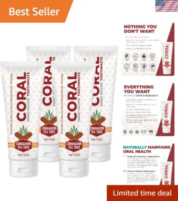 Cinnamon Tea Tree Natural Fluoride-Free Whitening Toothpaste with Nano Silver