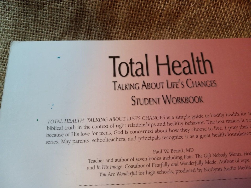 Homeschool Health Curriculum; Total Health Student Workbook eBay